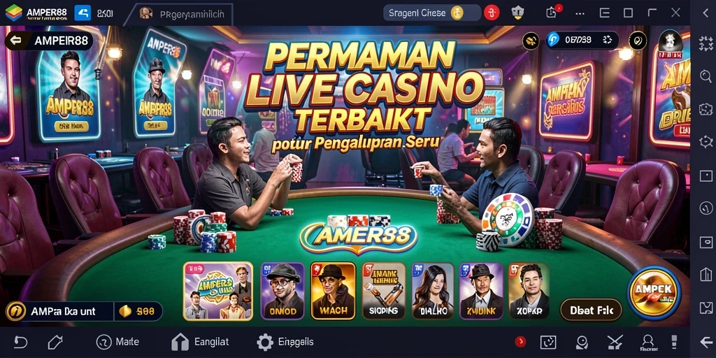 Tampilan gameplay Live Casino yang menegangkan di AMPER88.