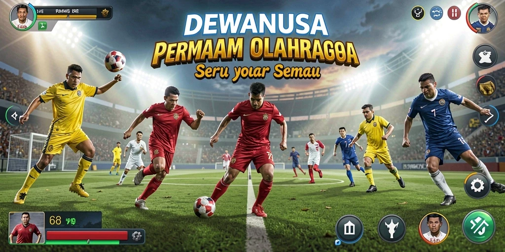 Screenshot menunjukkan pertandingan seru dalam DEWANUSA dengan grafis modern.