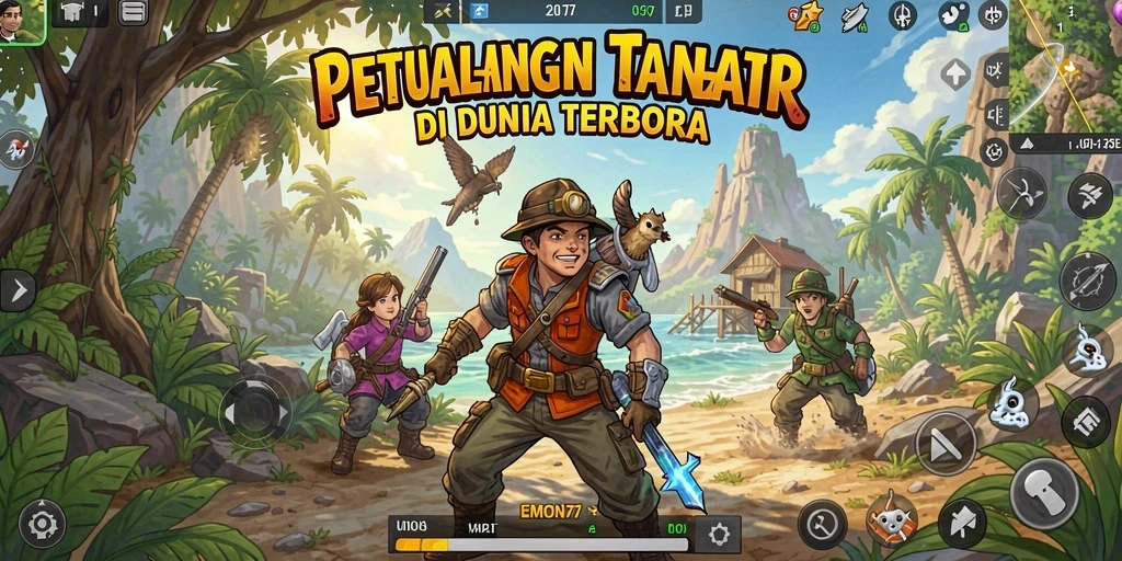 Gameplay dinamis dan eksploratif dalam EMON77.
