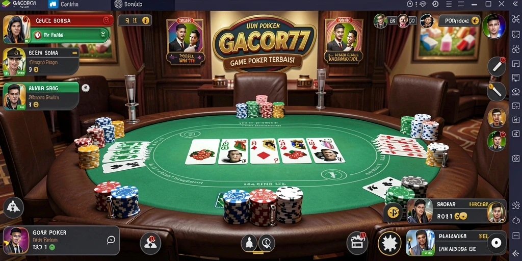 Screenshot tampilan utama GACOR77 dengan permainan Poker yang seru.