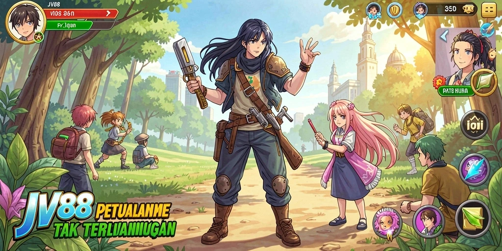 Tampilan gameplay <strong>JV88</strong> yang penuh aksi dan grafis Anime yang memukau.
