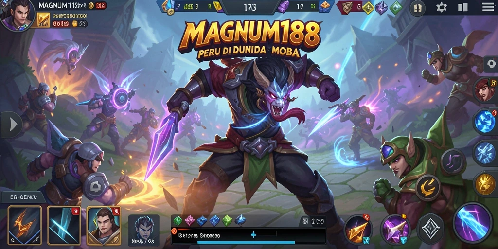 Tampilan menarik dari gameplay MOBA di MAGNUM188.