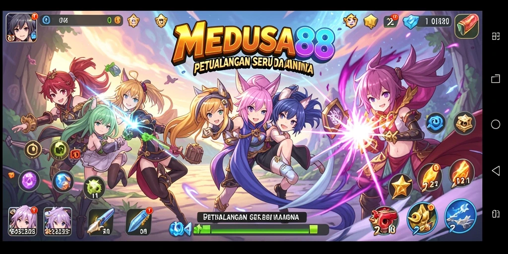 Tampilan gameplay MEDUSA88 yang menegangkan dan penuh warna.