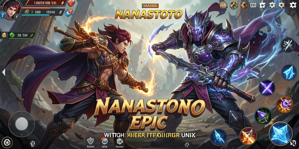 Screenshot gameplay <strong>NANASTOTO</strong> menampilkan pertarungan yang mendebarkan dengan efek visual yang menakjubkan.