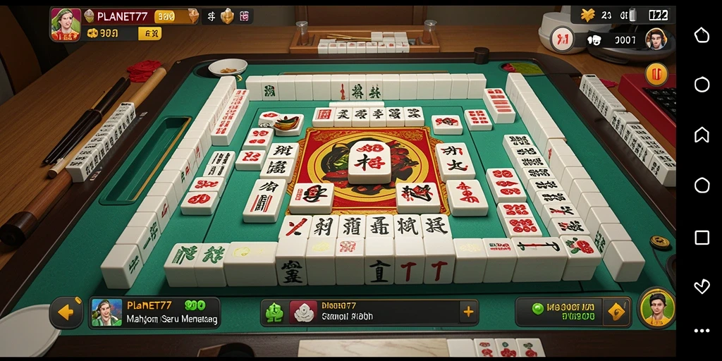 Tampilan gameplay Mahjong seru di PLANET77 yang memukau.