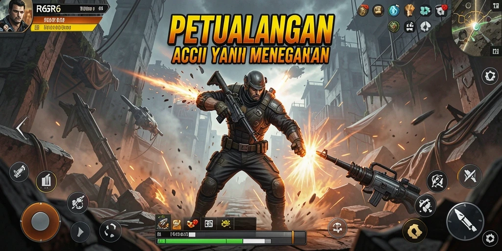 Screenshot gameplay R6R6 menampilkan aksi mendebarkan di medan perang.