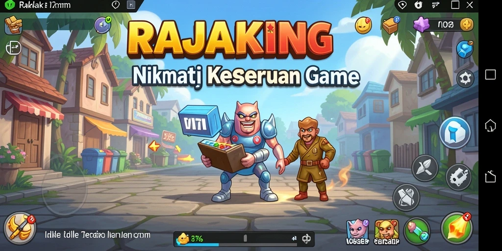 Tampilan gameplay RAJAKING saat membangun kerajaan Idle.