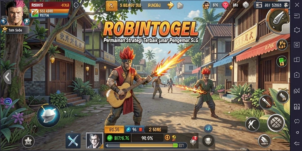Tampilan gameplay dinamis dengan strategis tongkat tempur.