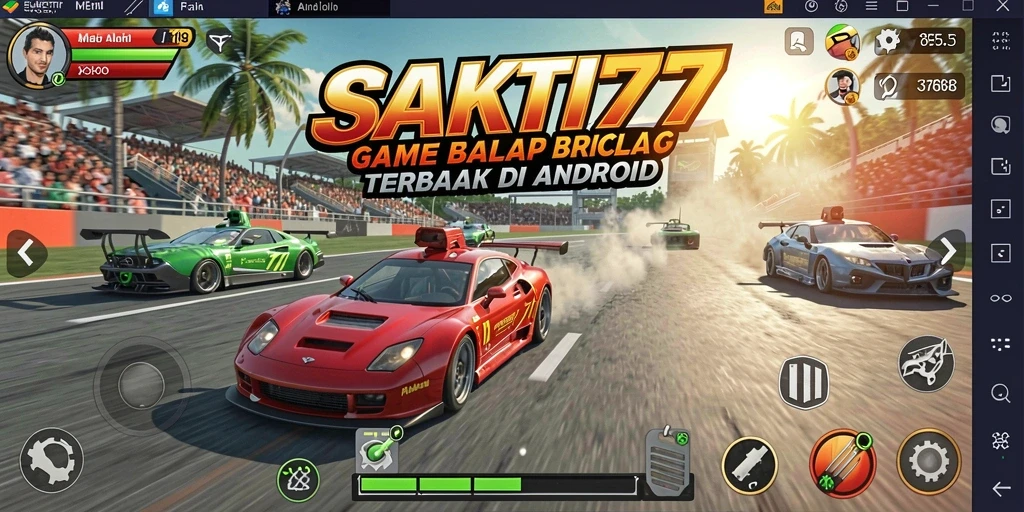 Gameplay seru dalam SAKTI77 dengan mobil balap yang menantang.