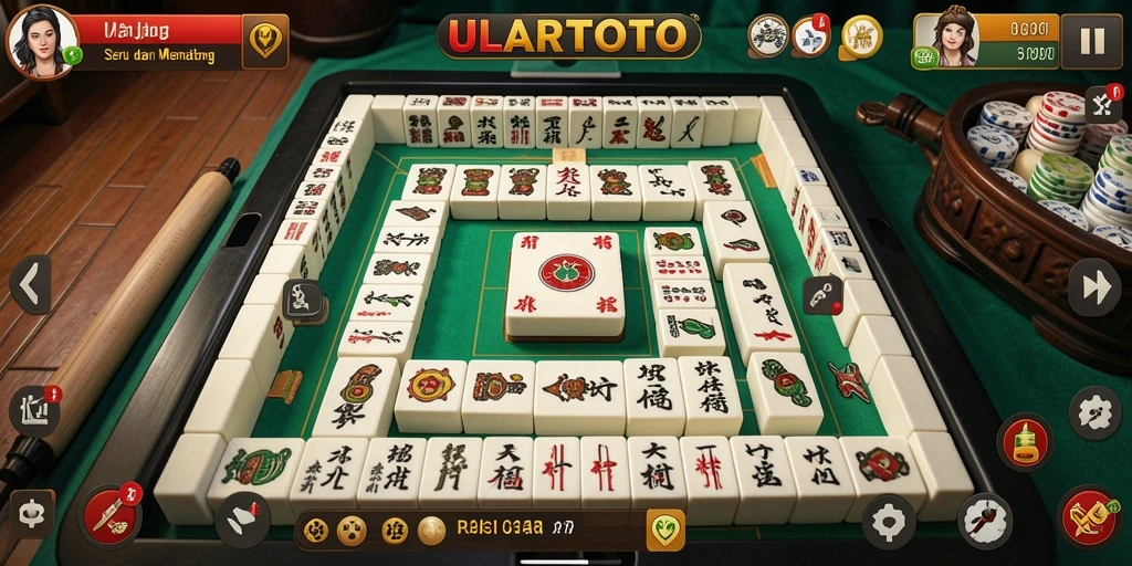 Tampilan gameplay ULARTOTO dengan strategi Mahjong yang mendebarkan.