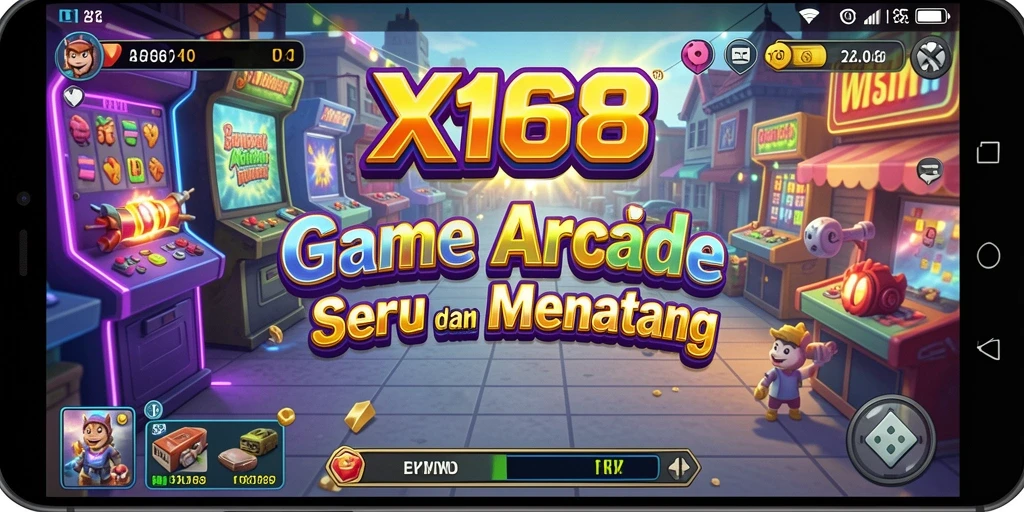 Tampilan seru gameplay Arcade X168 yang menantang dan menarik.
